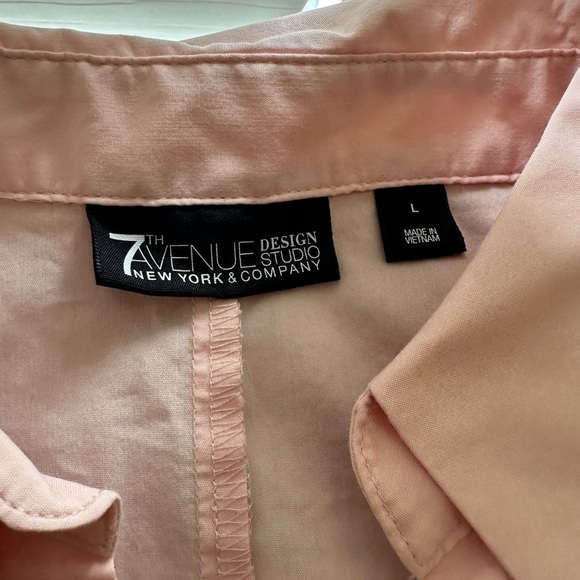 New York & Co - Button Down Rhinestone Button Long Sleeve Pink Size Large - Picture 4 of 6